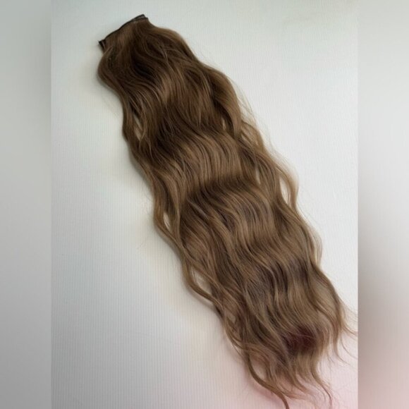 Ash light Brown Clip in 22 in  Hair Extensions in Water Wave Human hair blend - Picture 10 of 12